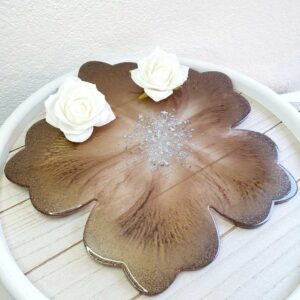 Blume Groß Mocca/Braun mit Blattsilber