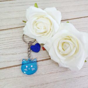 Katze klein in Blau/Glitzer