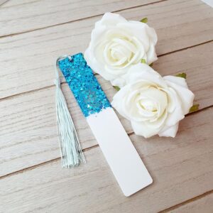 Lesezeichen Weiß/Glitzer Türkis