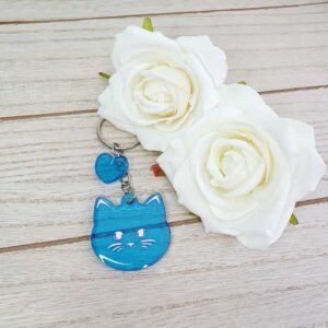 Katze Groß in Blau/Glitzer