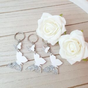 Schmetterling Weiß/Blattsilber mit Minischmetterling