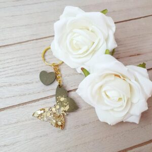 Schmetterling Glitzer Gold/Gold mit Miniherz