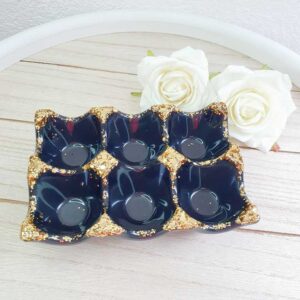 Eiertablett in Schwarz Schimmer und Gold Glitzer