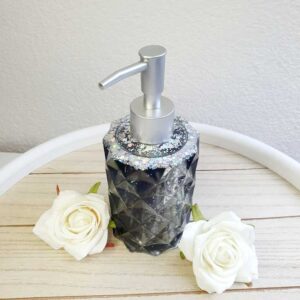 Seifenspender Schwarz/Silberglitzer Hologramm