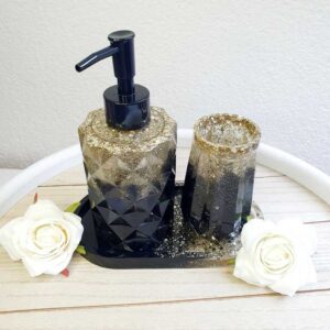 Seifenspender Set Schwarz/Gold