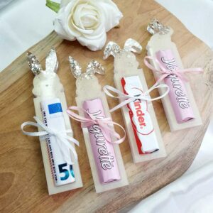 Ostergeschenk süßer Hase Champagner/Gold