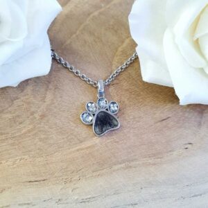 Pfotenhalskette Silber mit Haare/Asche verewigt nach deinen Wünschen (925 Sterling Silber)