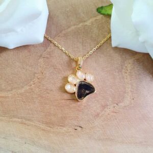 Pfotenhalskette Gold mit Haare/Asche verewigt nach deinen Wünschen (925 Sterling Silber)