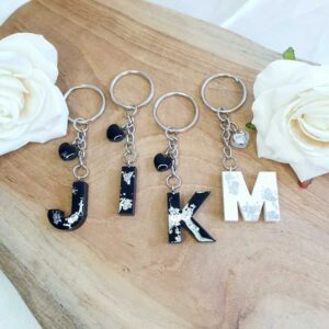 Buchstaben schwarz/weiß Silberglitzer