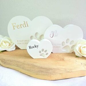 Herzandenken mit Pfote nach deinen Wünschen