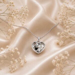 Herzkette Silber mit Haare/Asche verewigt nach deinen Wünschen (925 Sterling Silber)