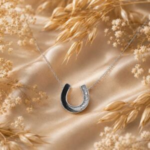Hufeisenhalskette Silber mit Haare/Asche verewigt nach deinen Wünschen (925 Sterling Silber)