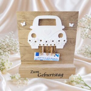 Personalisiertes Geldgeschenk zum Geburtstag aus Eichenholz mit Name