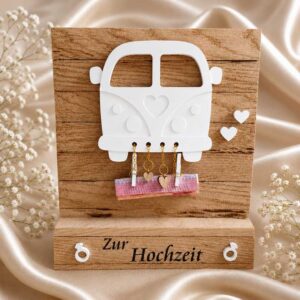 Personalisiertes Hochzeitsgeschenk aus Holz mit Namen und Geldgeschenk
