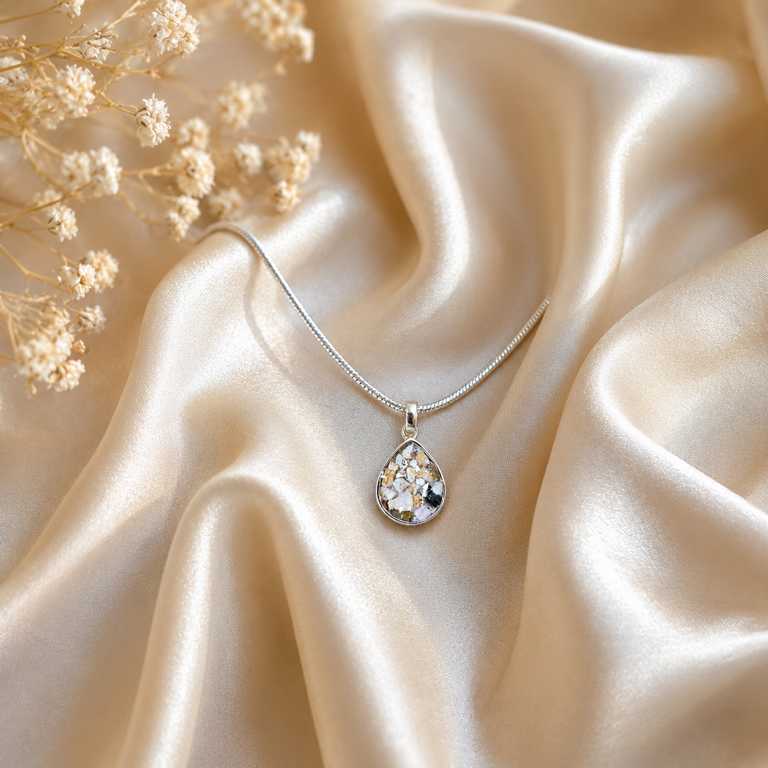 Tropfenhalskette mit Haare/Asche personalisiert aus 925 Sterling Silber – Bild 4