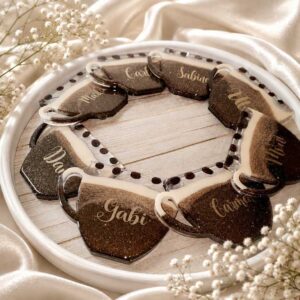 Personalisierter Kaffeetassen-Untersetzer aus Resin in Tassenform mit Wunschname – Geschenk für Kaffeeliebhaber