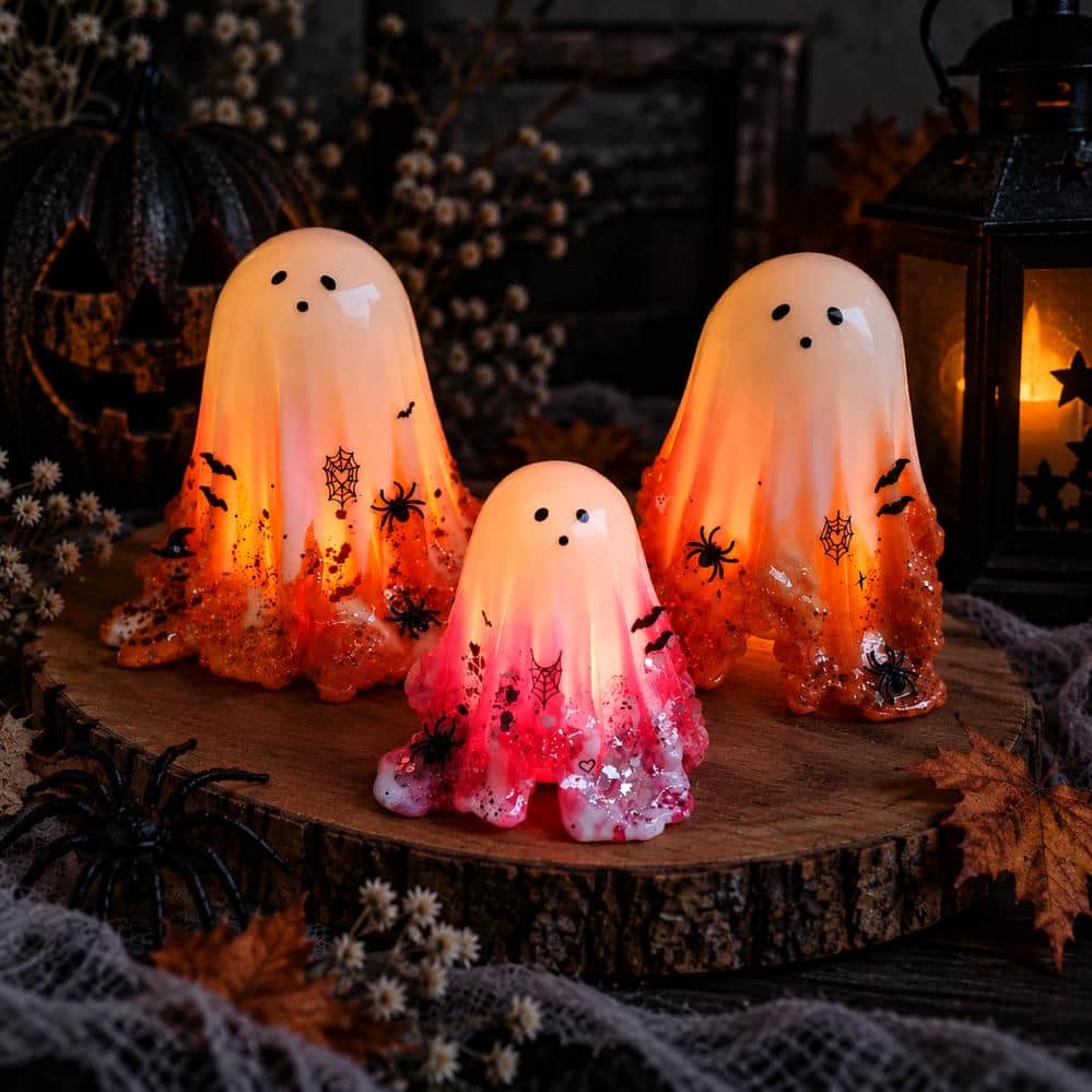 Handgemachte Halloween Gespenster mit LED-Beleuchtung