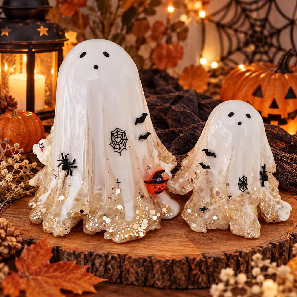 Handgemachte Halloween Gespenster mit LED-Beleuchtung