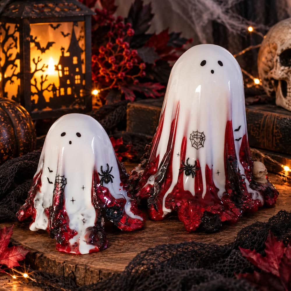Handgemachte Halloween Gespenster mit LED-Beleuchtung