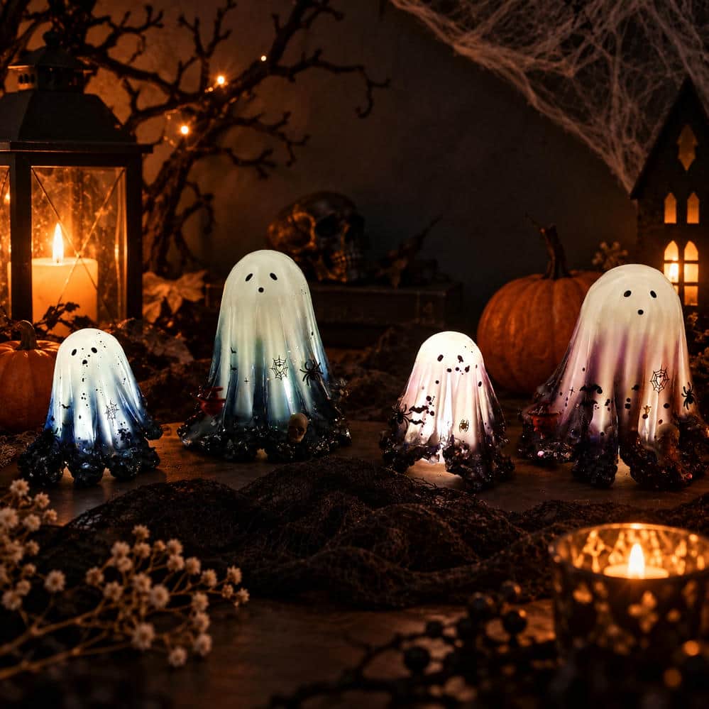 Handgemachte Halloween Gespenster mit LED-Beleuchtung