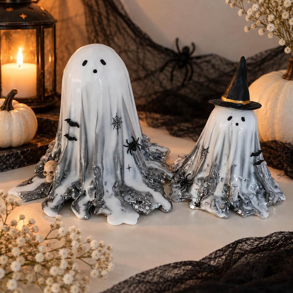 Handgemachte Halloween Gespenster mit LED-Beleuchtung
