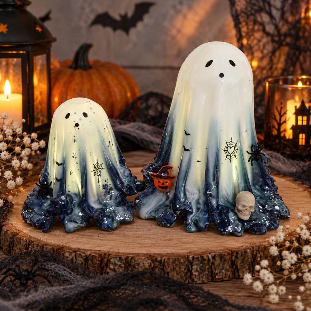 Handgemachte Halloween Gespenster mit LED-Beleuchtung