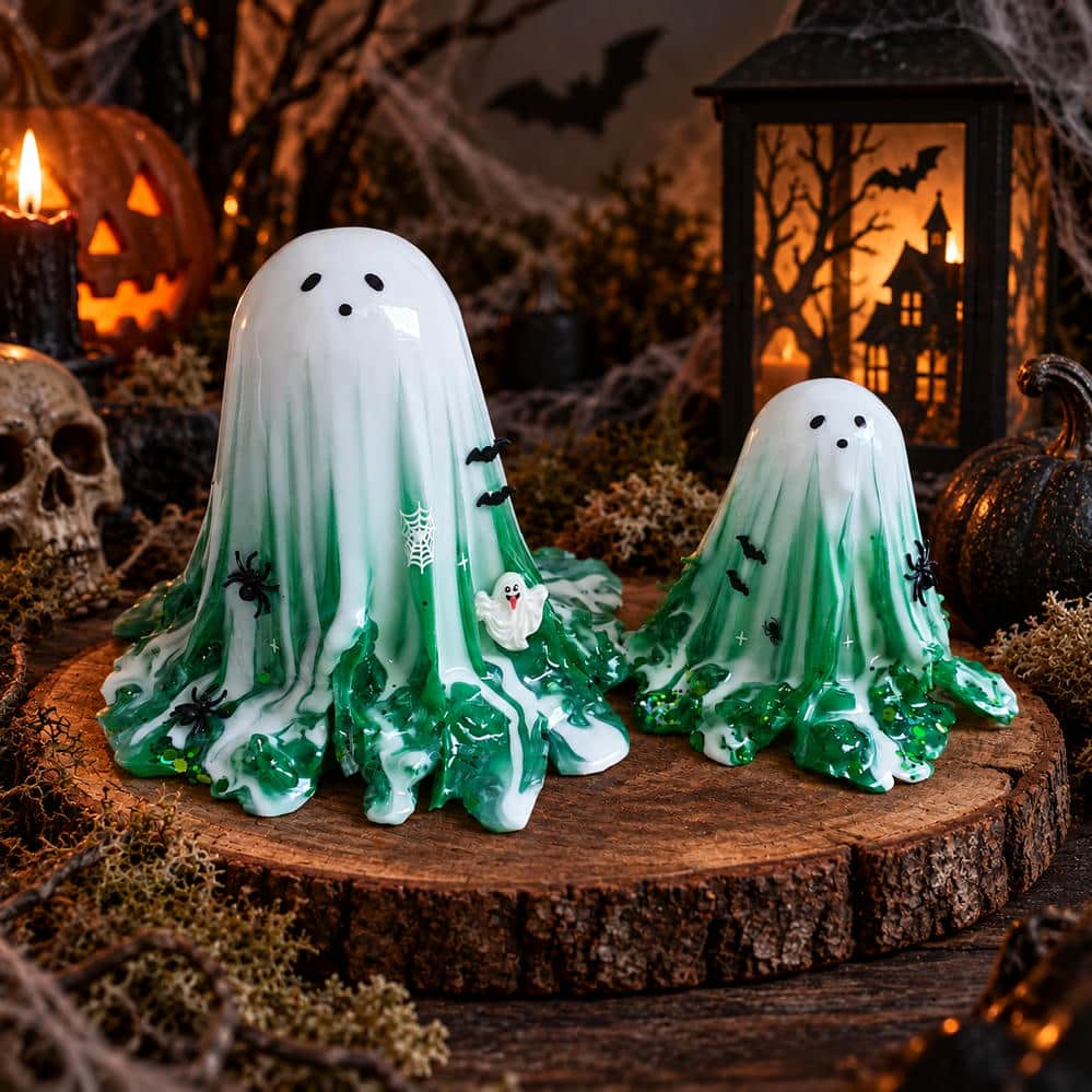 Handgemachte Halloween Gespenster mit LED-Beleuchtung