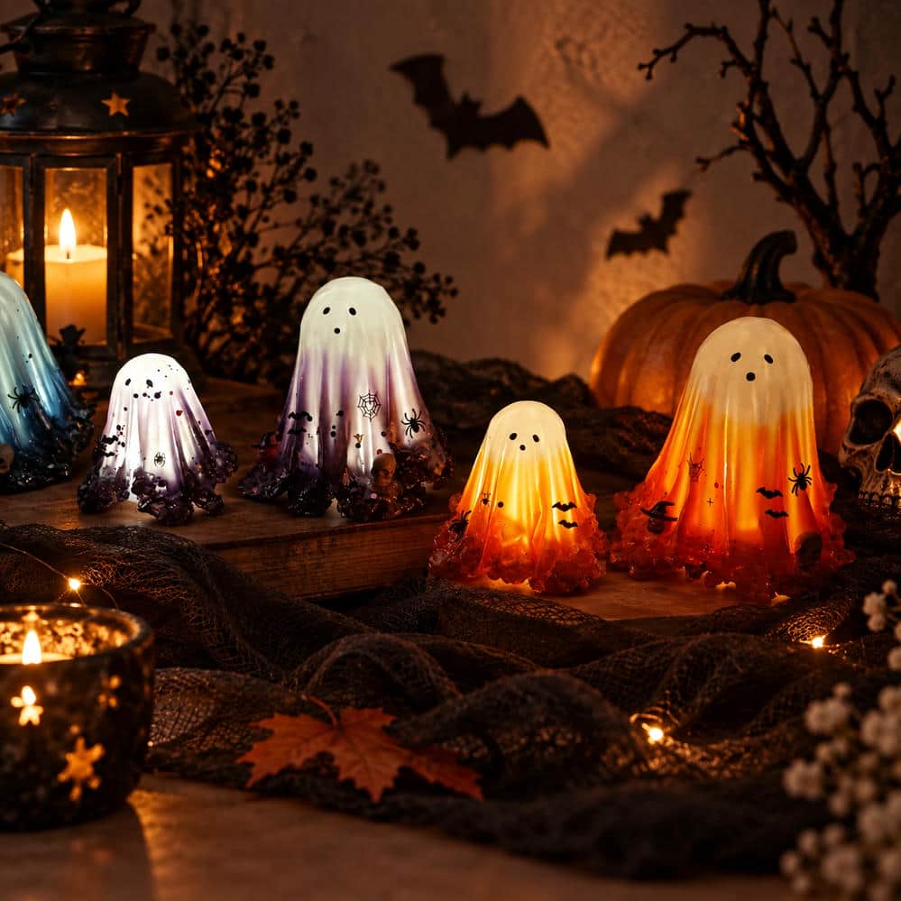 Handgemachte Halloween Gespenster mit LED-Beleuchtung