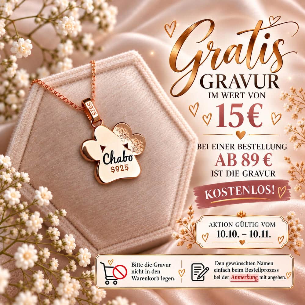 Aktion für Erinnerungsschmuck mit kostenloser Gravur ab 89 Euro Einkaufswert