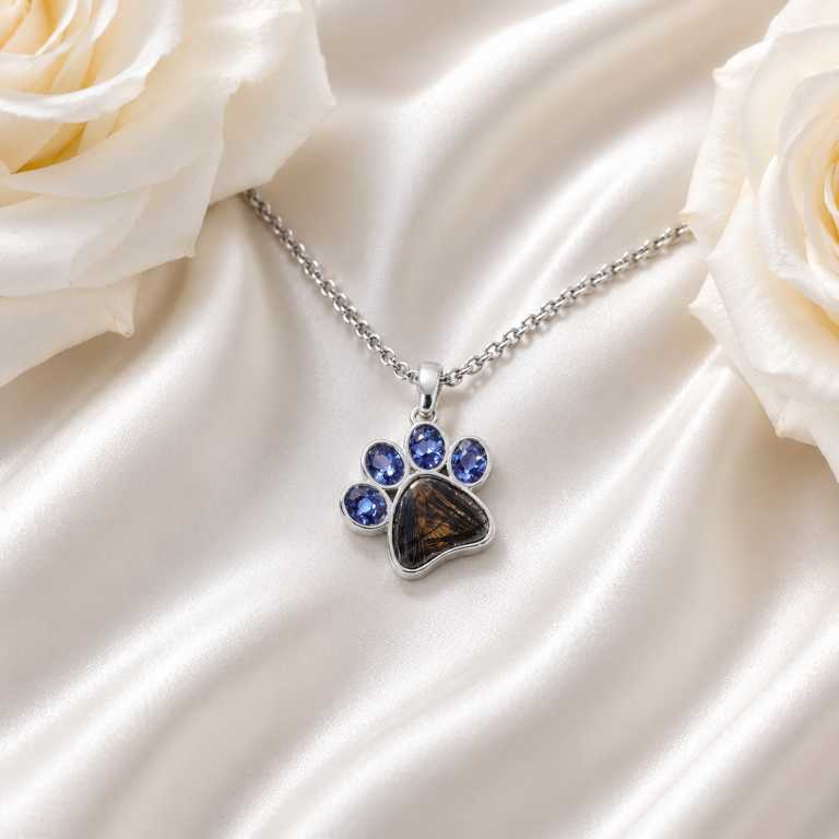 Pfotenhalskette mit Tierhaaren oder Asche aus 925 Sterling Silber