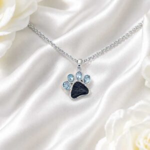 Pfotenhalskette mit Tierhaaren oder Asche aus 925 Sterling Silber