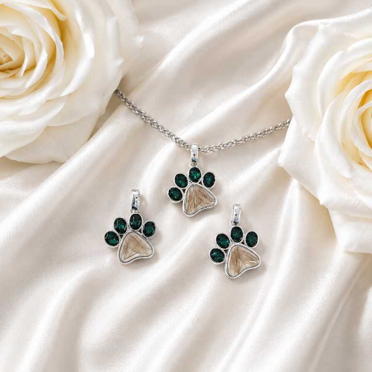 Pfotenhalskette mit Tierhaaren oder Asche aus 925 Sterling Silber